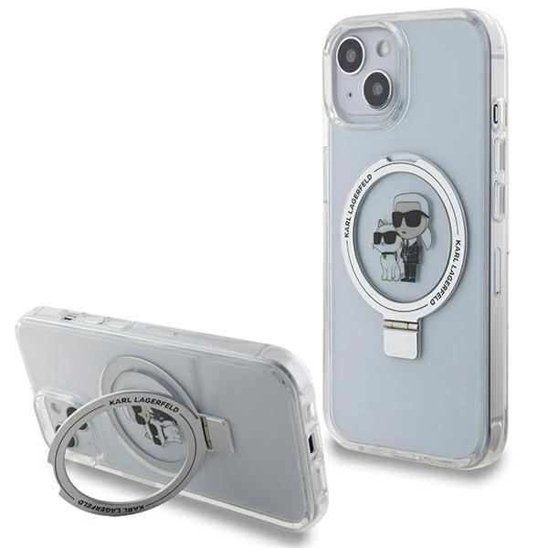 Karl Lagerfeld Klhmp14Shmrskch Iphone 14 / 15 / 13 6.1 Biały/White Hardcase Ring Stand Karl&Choupettte Magsafe