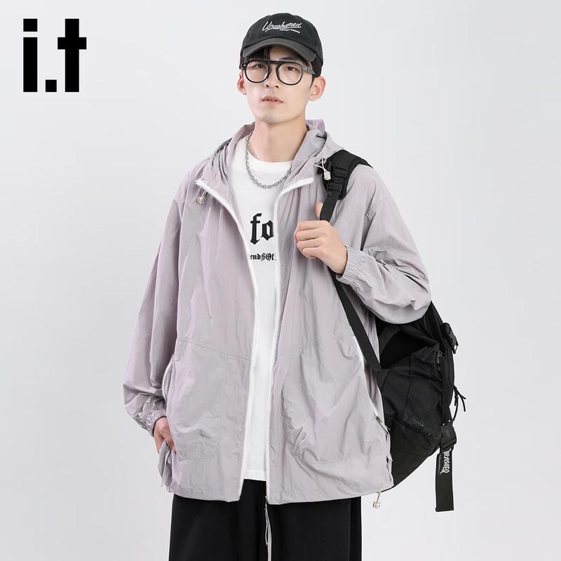 Izzueit Men s Ice Silk UPF50+ Sun Protection Hoodie 3XL светло-фиолетовый