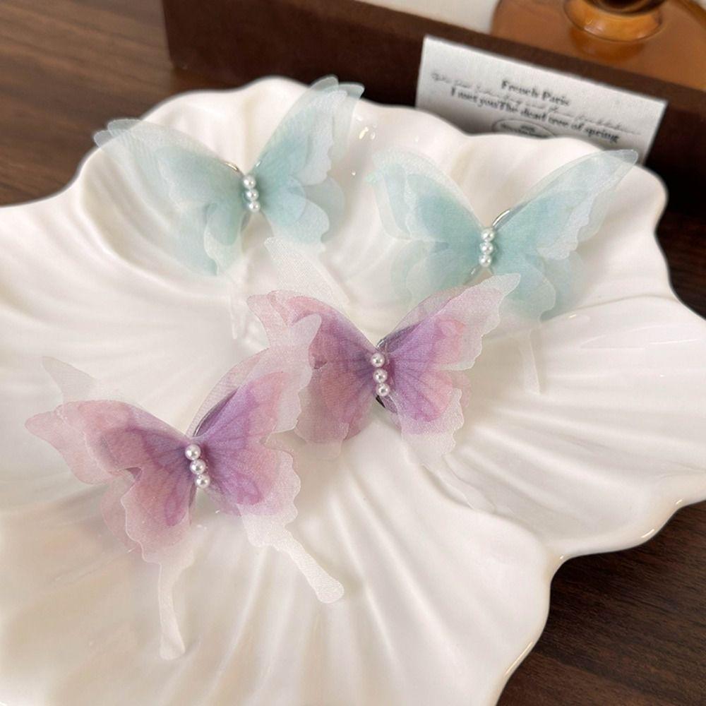

5PCS Jewelry Accessories Mesh Butterfly Patches Simulation Butterfly Cloth Applique Handicraft
