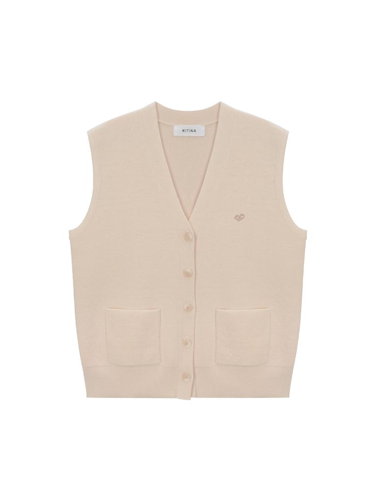 NITINA 100% Wool Knit Vest Cr