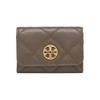 TORY BURCH Willa Solid Color Flip Closure Quilted Leather Business Card Holder Card Holder Wallet Women's Volcano Gray 87866-066