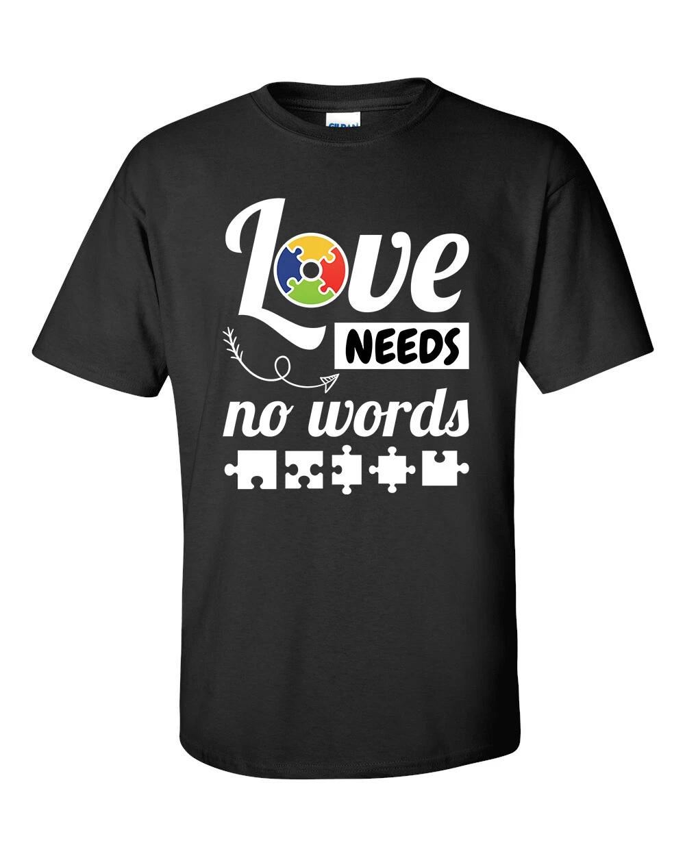 

Autisim Awareness Love Needs No Words Unisex Adult Short Sleeve T-Shirt M