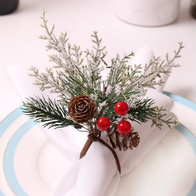 Party Table Decoration Christmas Cedar Red Fruit Napkin Ring Ch Christmas Rings Western Style Restaurant