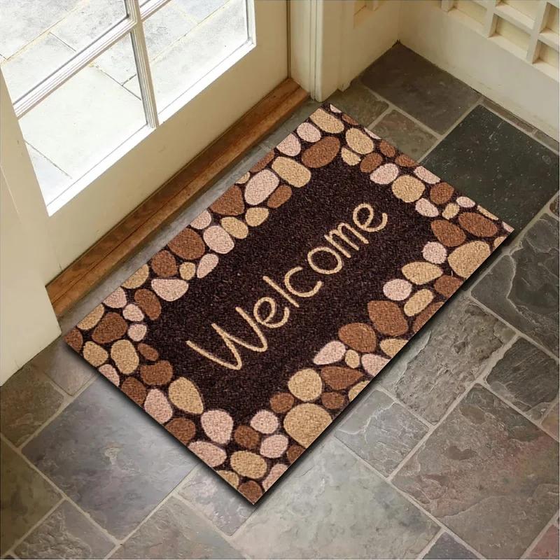 Stone Wood Grain Pattern Entryway Door Mat Non-Slip Footmat Rug Home Decoration Welcome Carpet Indoor Outdoor Floor Mat