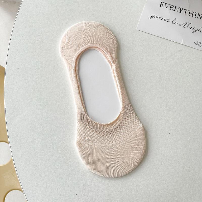 

Женские летние тонкие однотонные сетчатые силиконовые нескользящие носки-подследники с невидимым бесшовным задником 1 pair светло-розовый