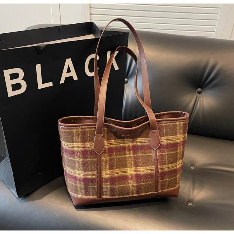 

Холщовая клетчатая сумка-шоппер большая новая повседневная сумка-тоут большой вместимости универсальная сумка через плечо