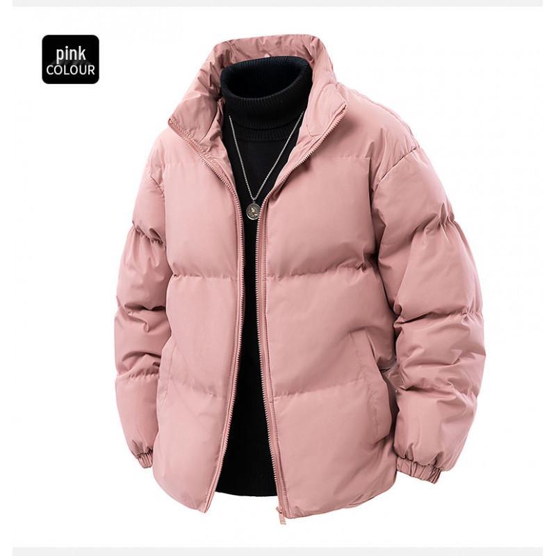 

2025 Men s Thickened Cotton Stand Collar Winter Jacket - Korean Style Trendy Loose Fit 3XL рожевий