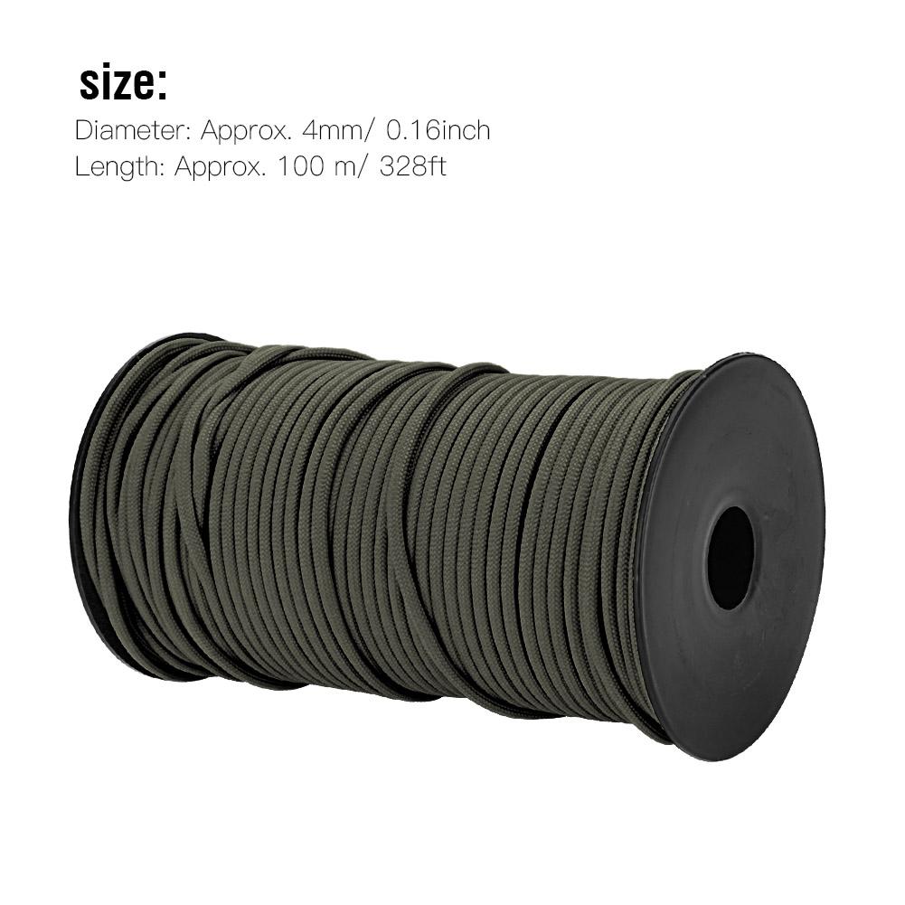 100m 9 Strands 4mm Heavy Duty Parachute Cord Lanyard String Cloth Line Camp Rope (Black)