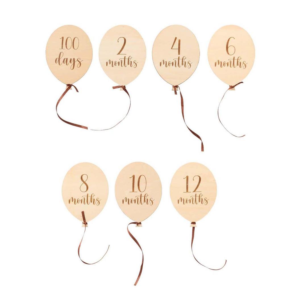Monthly Balloons, Wooden Party Supplies, Photo Props, Toddlers, Boys,