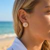 Vnox New Trendy Pink Resin Conch Earrings for Women Stainless Steel French Conch Earrings Summer Holiday Ocean Style Ear Jewelry