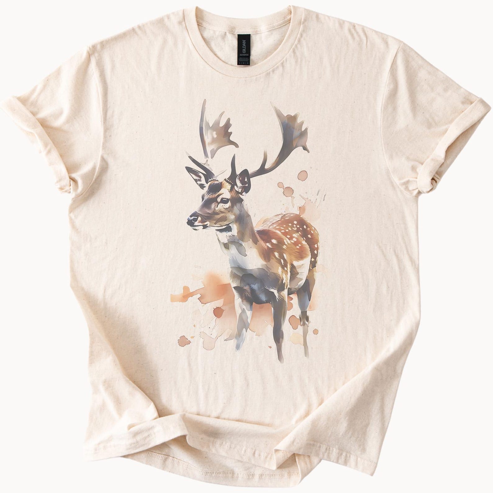 Watercolor Deer Antler Wildlife Graphic Shirt 120
