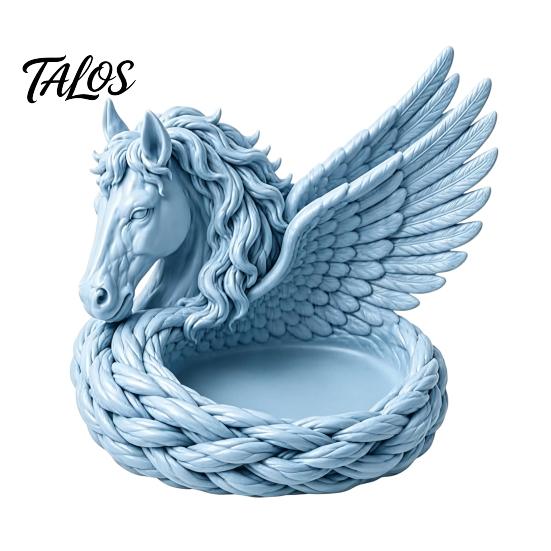 Entryway Catchall Tray 3D Printed Pegasus Jewelry Organizer Bowl, Winged Horse Trinket Tray, Elegant Small Item Storage Bowl Sculpture Desktop