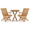 VidaXL Garden Dining Set 3 Pcs Solid Teak Wood 3087189