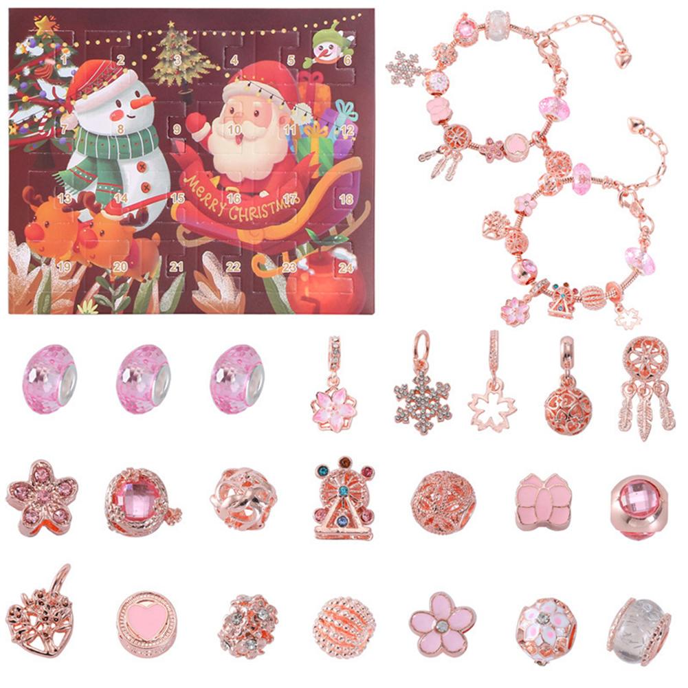 Christmas Bracelets Advent Calendar Bracelets Countdown Gift Box Charms Bracelet Set Arrival Calendar for Home Decoration