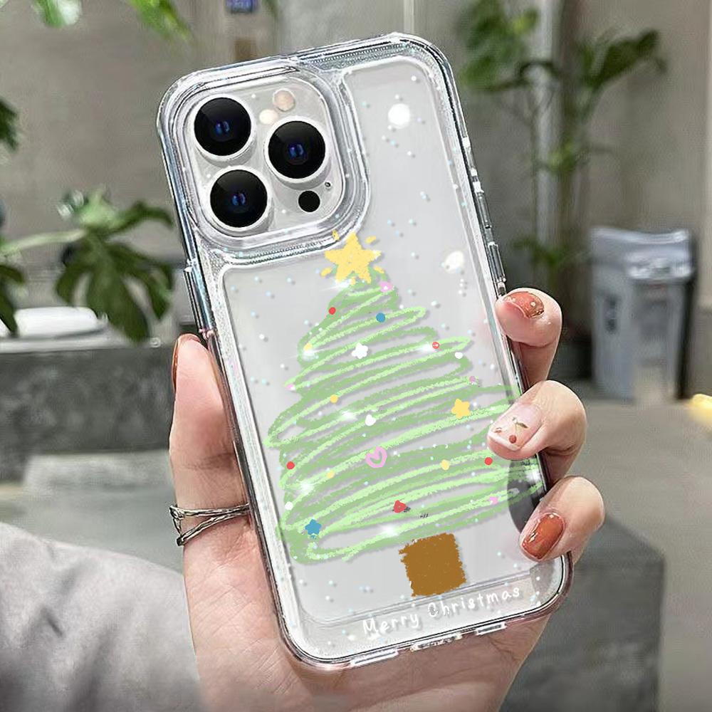 Cute Christmas Phone Case For Iphone 17 Air 16 16e 15plus 14 13 12 11 Pro Max Soft TPU Minimalist Stylish Funda Protective Cover
