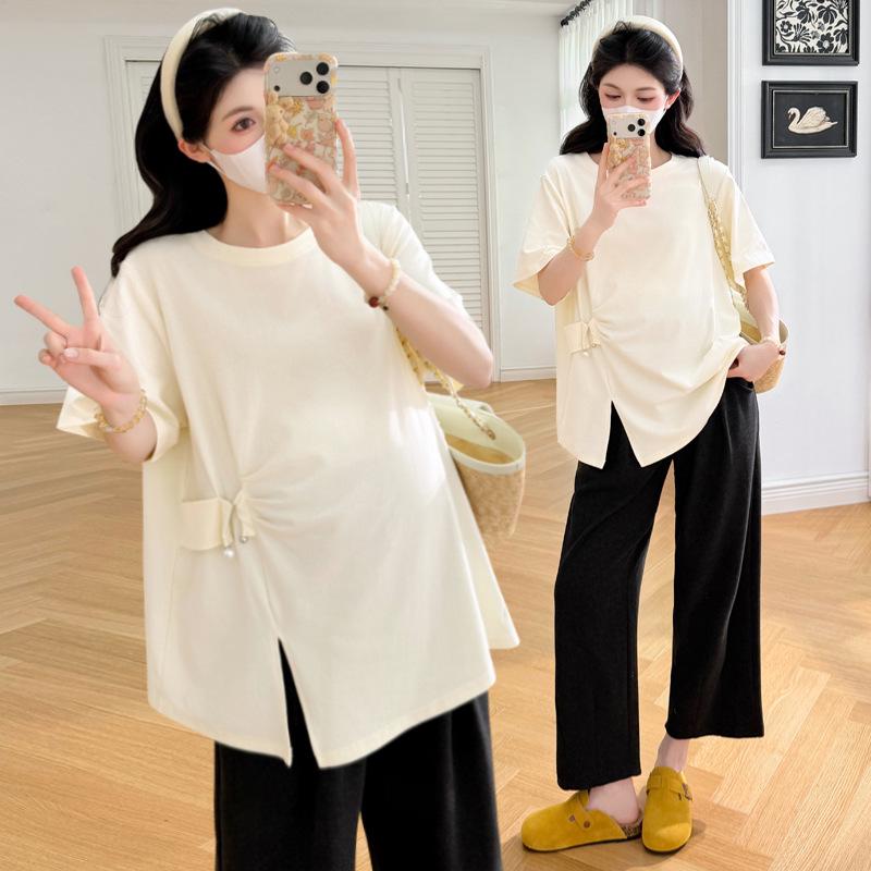 

2026 Versatile Plus Size Maternity T-shirt - Stylish Short Sleeve Top for Trendy Moms Medium