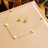 Diamond Roman Numeral Round Medal Chain Set Necklace Earrings Bracelet Gold Jewelry Accessories