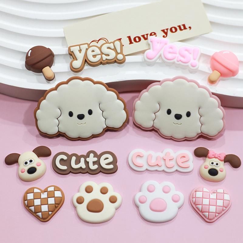 Bichon Puppy Cartoon Magnet & DIY Accessories Set: Shoe Buckles, Phone Case Charms, Cup Stickers