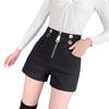 Women's High Waist Black Stretch Shorts - 2024 New Design, Zip, Casual & Versatile