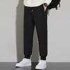 Winter Mid-aged Men Pants Thickened Fleece Drawstring Elastic Waist Plus Size Heat Retention Zipper