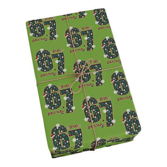 67 Meme Christmas Gift Wrap Funny Wrapping Paper for Kids Unique Brain Rot Holiday Gift Wrap Paper Roll for Birthday Xmas Present Wrapping