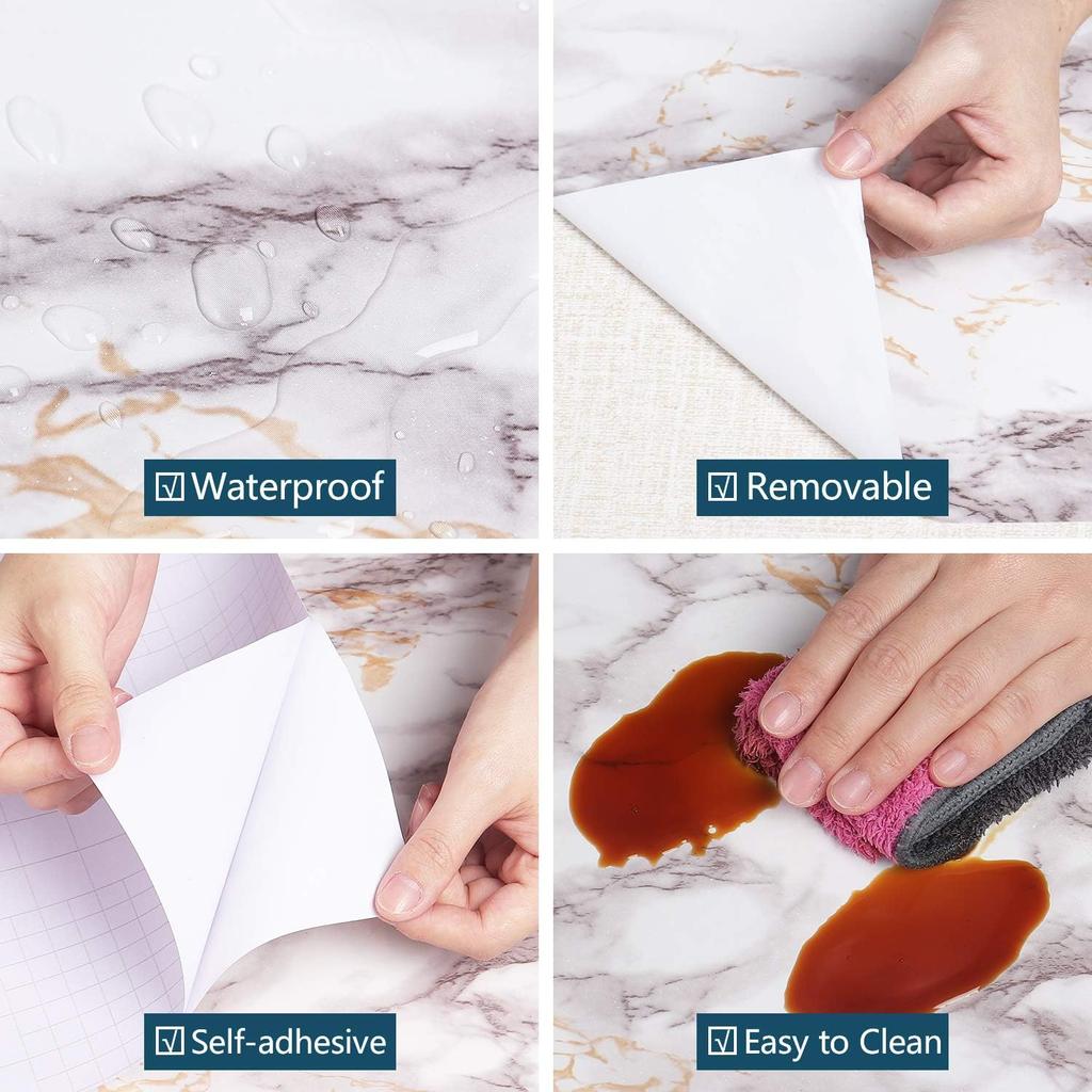 Marble color 0.4m wide oil resistant PVC sticker for kitchen and living room decoration wallpaper