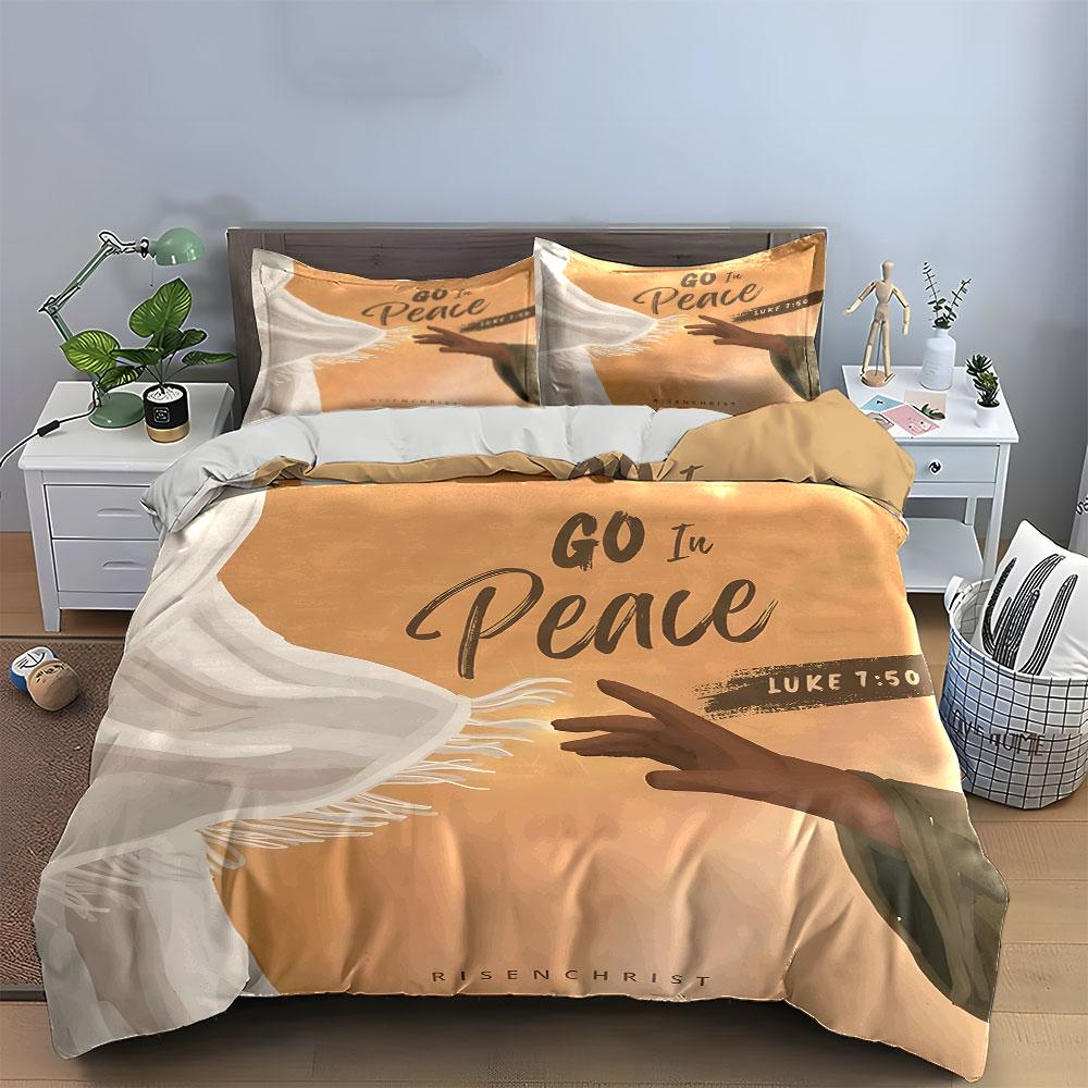 Go In Peace Luke 7:50 Bedding Duvet Cover Set Duvet Cover Pillowcases (1*Duvet Cover 2*Pillowcases, Without Duvet Insert)