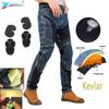 Men Kevlar Motorcycle Jeans Cooling Summer Riding Pants with CE Knee Armor Protective Blue Black