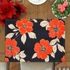 4 Stück Retro Blumen Platzsets Orange Creme auf Anthrazit Waschbares Polyester Tischsets für Esszimmer Küche Heimdekoration