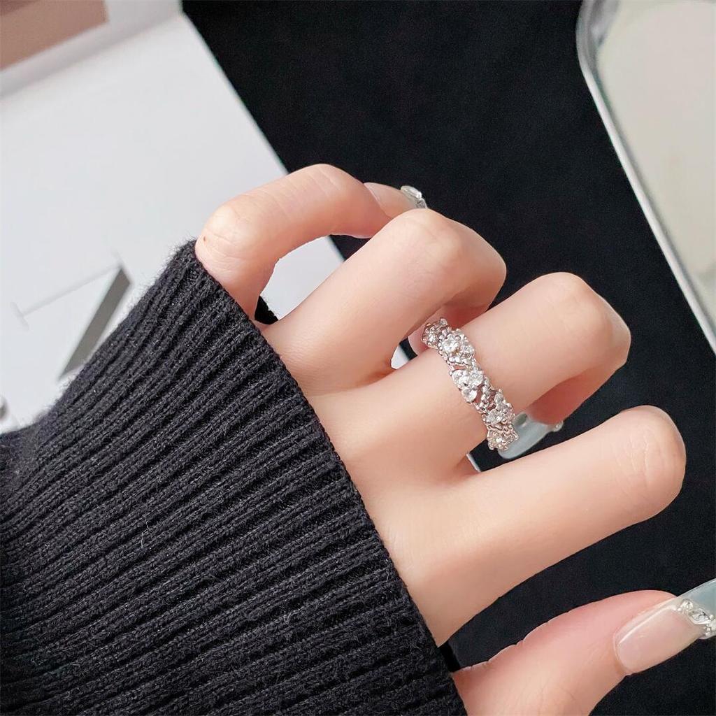 Diamond-Set Zir*****Pen Ring, High-End Sense, Elegant Niche Design Sense, Light Luxury Ring, Women
