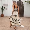 2026 Retro Ethnic Vacation Dress: European & American Spaghetti Strap Style