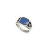 S925 Silver Ring New Golden Classic Retro Ring Frosted Lapis Lazuli Rough Stone Freemasonry AG Men's Ring