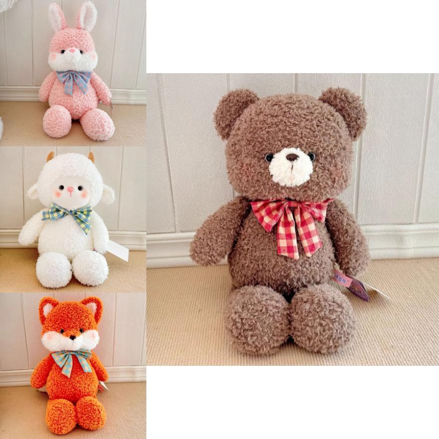 Cute Cartoon Rabbit Fox Sheep Plush Dolls For Kids Super Soft Short Pile For Birthdays And Gifts