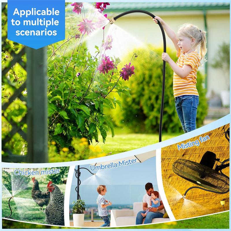 M-Modern-6FT Hose Misters For Outside Patio, Flexible Standing Portable Misting System For Garden Cooling
