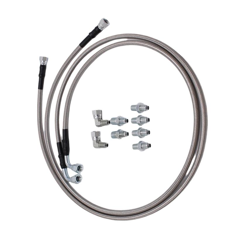 A16P-Transmission Cooler Oil Pipe Line Set 2Pcs 52" Length SS Hose Kit For Chevy For Ford GM GMC, Buick Cadillac TH350 700R4 TH4
