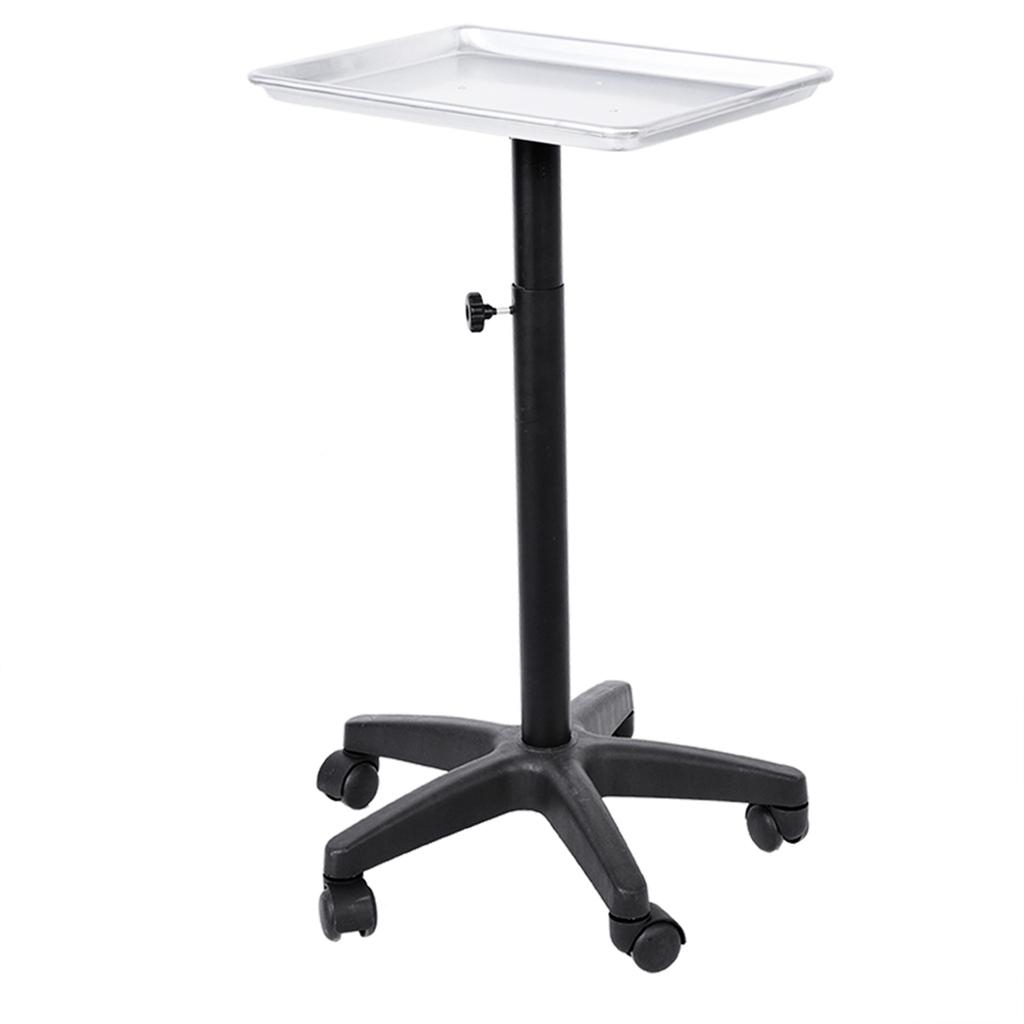 Aluminium Hair Salon Instrument Tray Adjustable Height Trolley Beauty Tools no Cup Silver