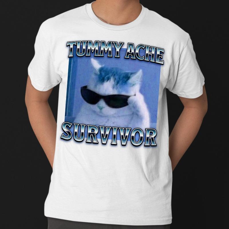 

Tummy Ache Survivor Funny Cat Meme T-shirt Gift for Woman Goofy Ahh Cats Tee Shirt Trendy Summer Clothes Ironic T-shirt S