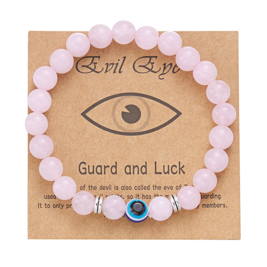 Fashion Frosted Bead Bracelet With Blue Eyed Design For Unisex Gift