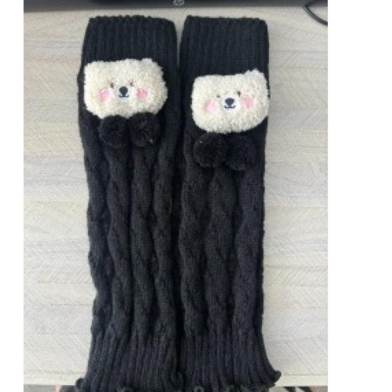 

Женские осенне-зимние теплые милые носки-гольфы в стиле колледжа 1 pair чёрный