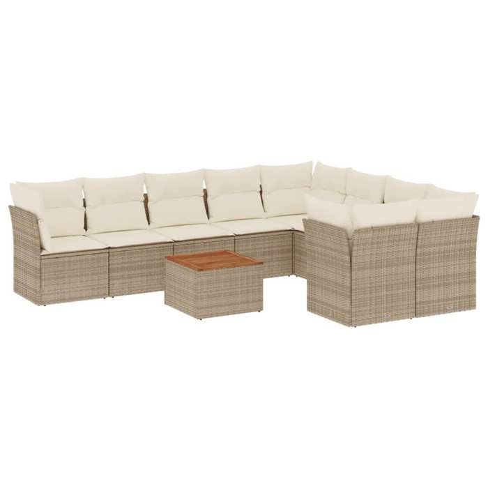 VidaXL Garden Lounge Set with Cushions 10 Pcs Beige Braided Resin 3223818
