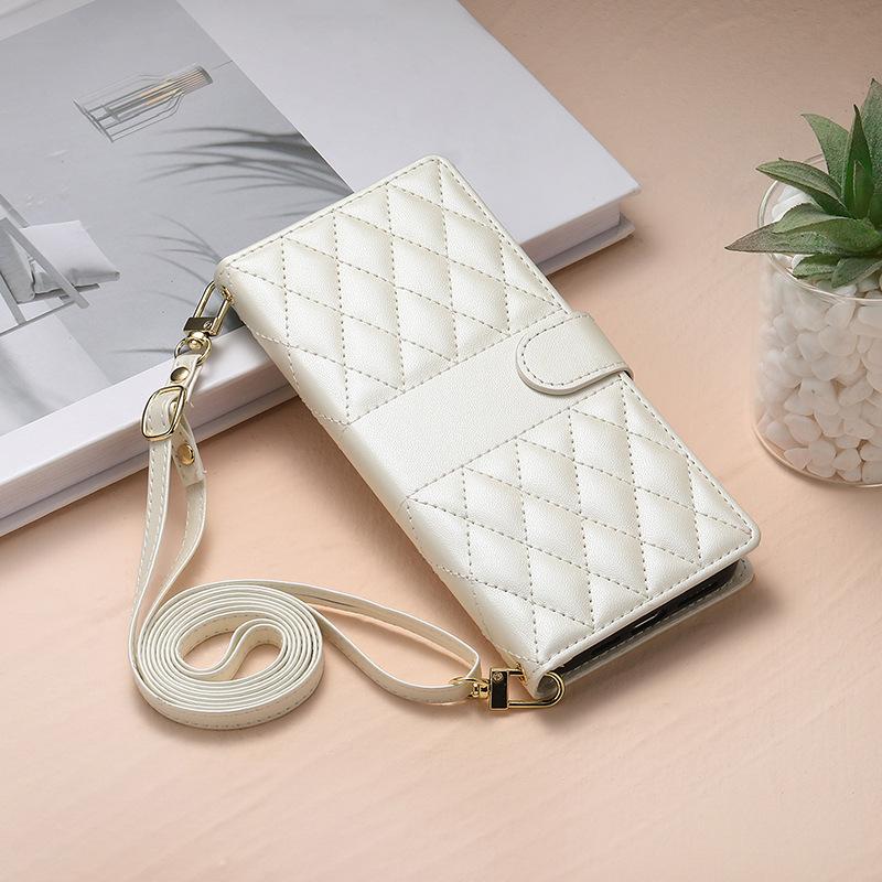 Flip Phone Case Popular for Iphone16 Mobile Phone Leather Case Crossbody Long Shoulder Strap Samsung Xiaomi OPPO