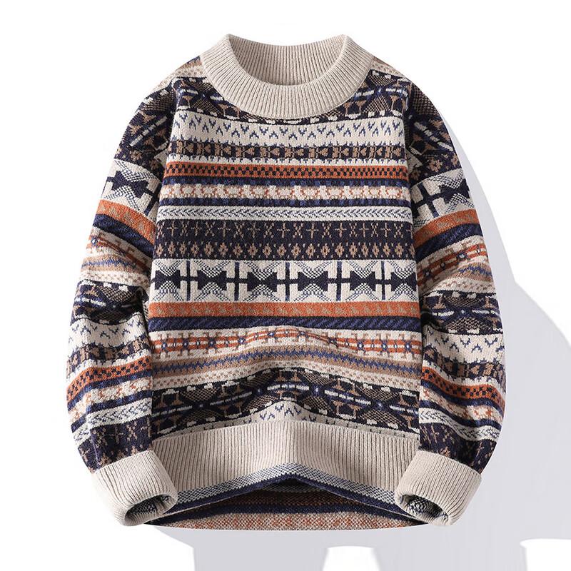 Men's Ethnic Style Colorblock Pullover Knit Sweater
