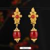 Xizang few earrings Nepal gold Tibetan style long earrings Tibetan women's earrings Tibetan clothing accessories