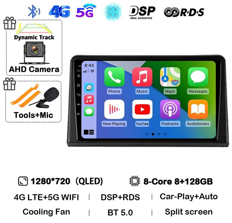 Android 14 Carplay Auto Car Radio WIFI+4G For Renault Express 2021 Video Multimedia Player GPS Audio Autoradio 360 Camera Stereo