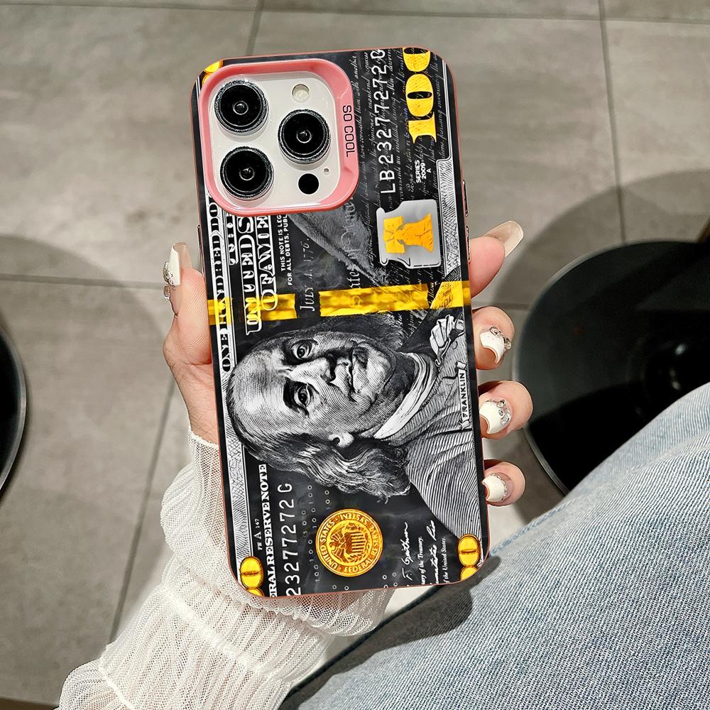 USD Dollar Pink Translucent Mobile Phone Case for iPhone 17 16 15 14 13 12 11 X XR XS Air Pro Max Plus Colorful Cover