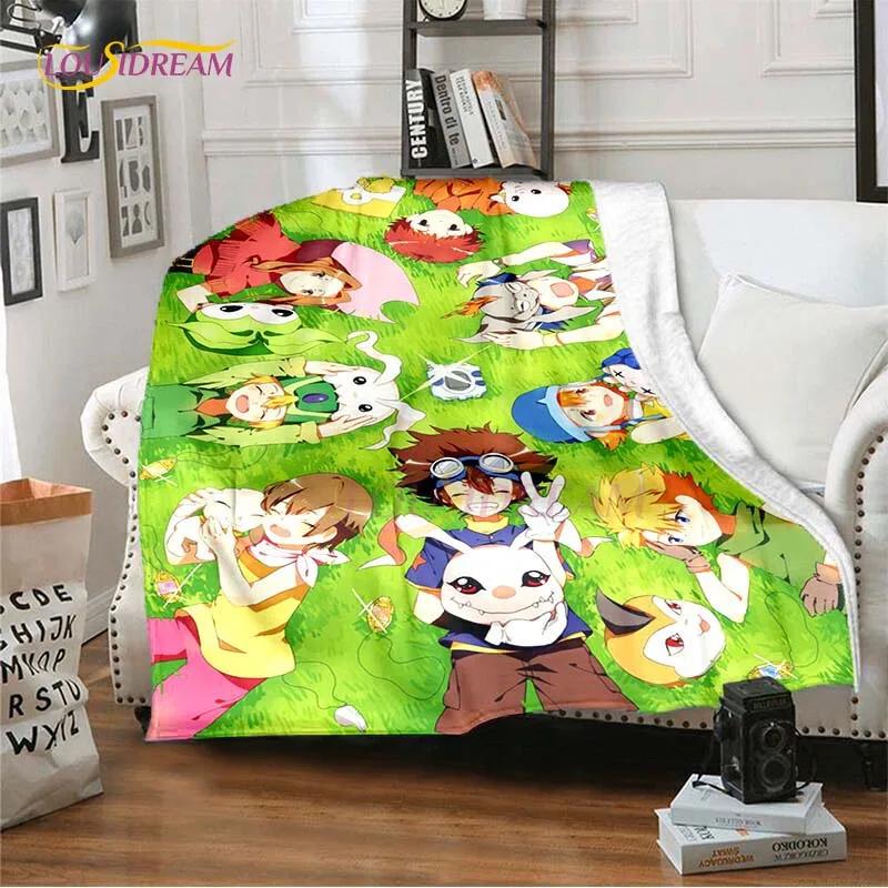 

New Cartoon Digimon Blankets for Beds Anime Blanket Queen Size Soft Bed Sheet Rome Decor Winter Bedding Cover Kids Gift Picnic 75x90cm