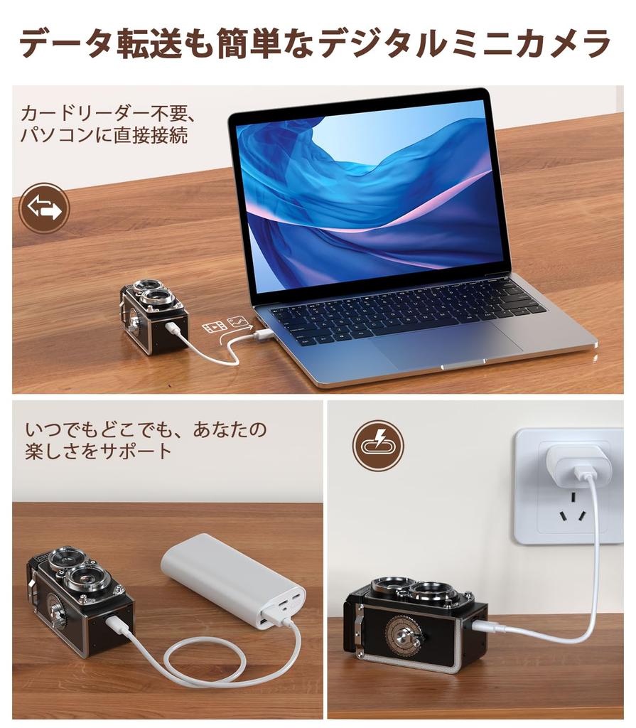 TURNRISE Mini Retro 1080P Mini Retro Digitální Hračka Kamera s 12MP Přenosný Digitální Obsahuje 16GB SD pro a Dospělé Kamera Autofokus, 1,54-palcový