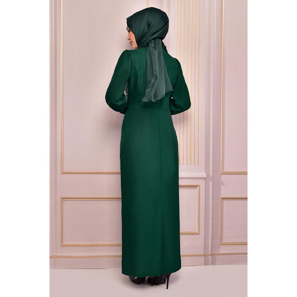 Pearl Detail Evening Dress Emerald Asm2553