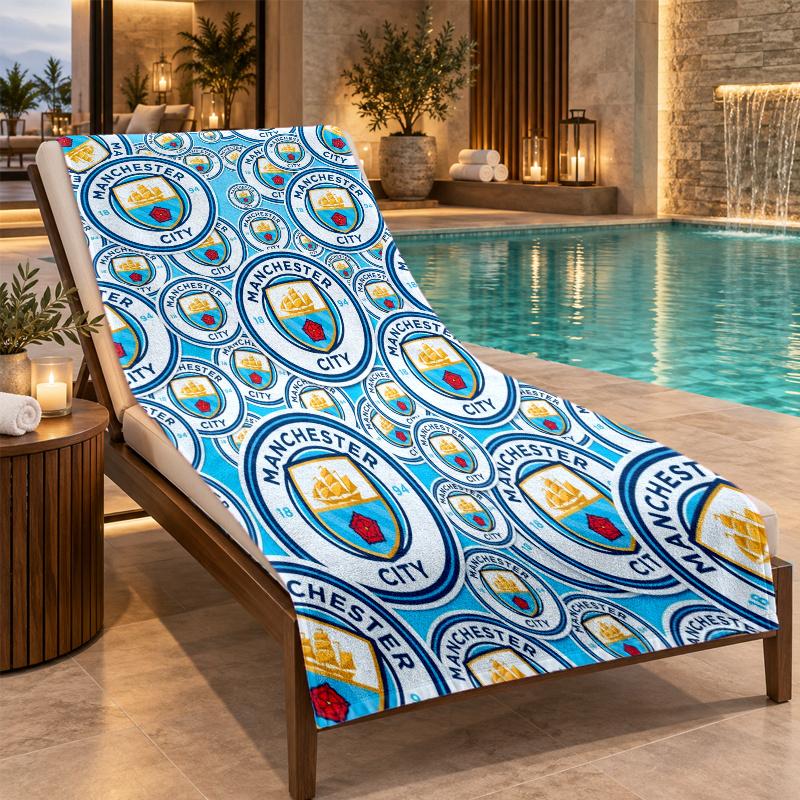 Beach Towel with Manchester City Design, Quick Dry Lightweight Towel for Swimming Pool Travel