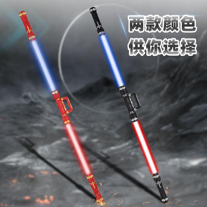Children'S Luminous Laser Sword Hand Crank Induction Music Light Sound And Light Sword Weapon Props Glow Stick